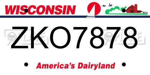 ZKO7878 Wisconsin License Plate