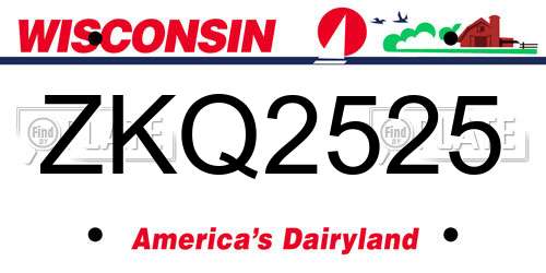 ZKQ2525 Wisconsin License Plate