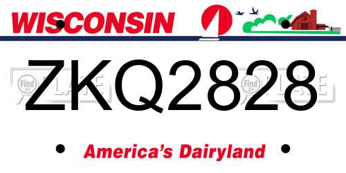 ZKQ2828 Wisconsin License Plate