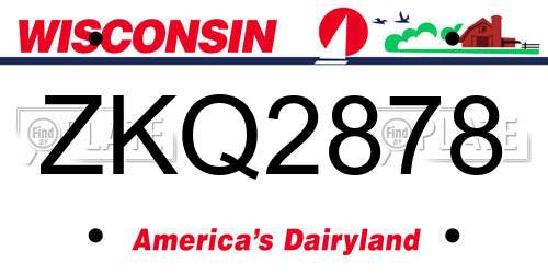 ZKQ2878 Wisconsin License Plate
