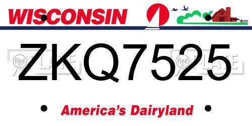 ZKQ7525 Wisconsin License Plate