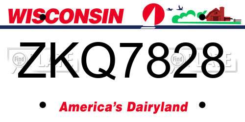 ZKQ7828 Wisconsin License Plate