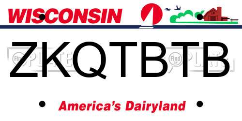 ZKQTBTB Wisconsin License Plate