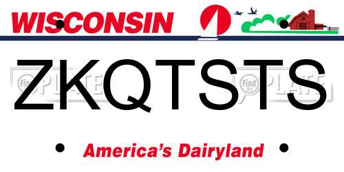 ZKQTSTS Wisconsin License Plate