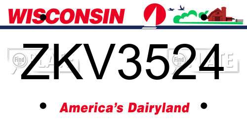 ZKV3524 Wisconsin License Plate