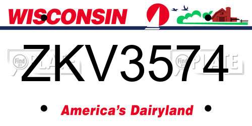 ZKV3574 Wisconsin License Plate