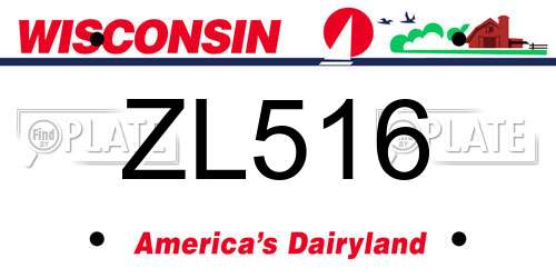 ZL516 Wisconsin License Plate