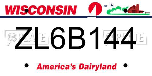 ZL6B144 Wisconsin License Plate