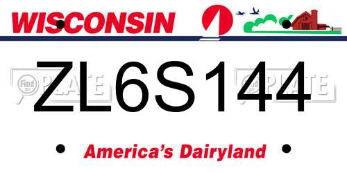 ZL6S144 Wisconsin License Plate
