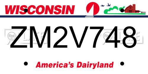 ZM2V748 Wisconsin License Plate