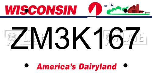 ZM3K167 Wisconsin License Plate