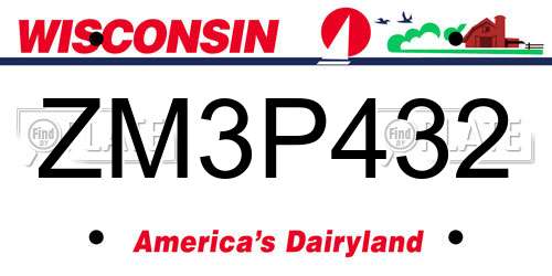 ZM3P432 Wisconsin License Plate