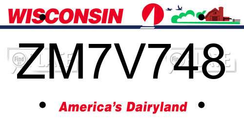 ZM7V748 Wisconsin License Plate