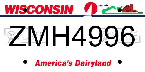 ZMH4996 Wisconsin License Plate