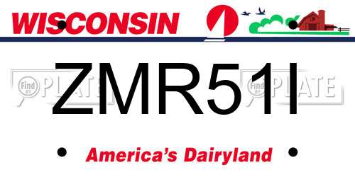 ZMR51I Wisconsin License Plate