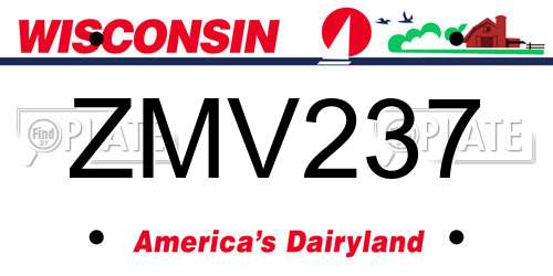 ZMV237 Wisconsin License Plate