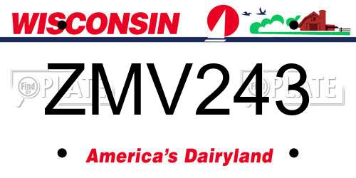ZMV243 Wisconsin License Plate