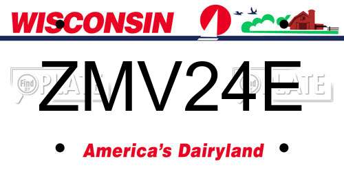 ZMV24E Wisconsin License Plate