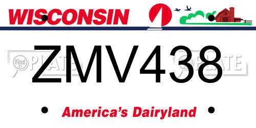 ZMV438 Wisconsin License Plate