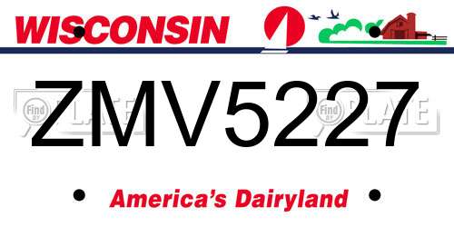 ZMV5227 Wisconsin License Plate