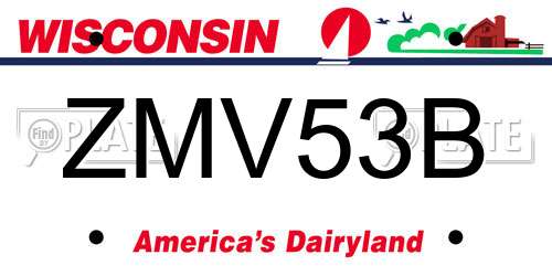 ZMV53B Wisconsin License Plate