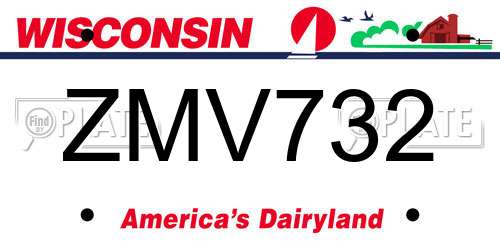 ZMV732 Wisconsin License Plate