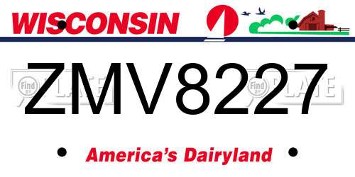 ZMV8227 Wisconsin License Plate