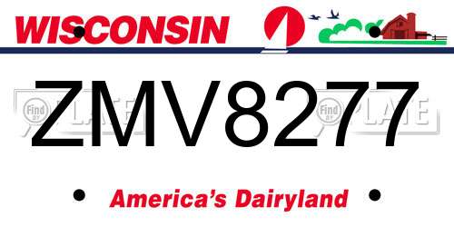 ZMV8277 Wisconsin License Plate