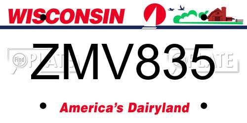 ZMV835 Wisconsin License Plate