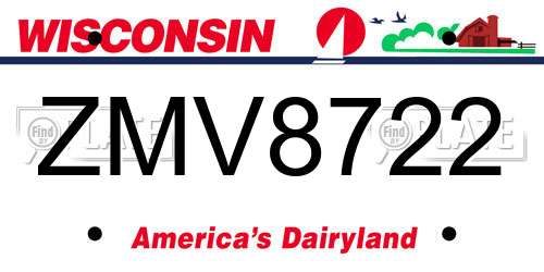 ZMV8722 Wisconsin License Plate