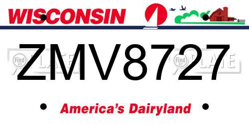 ZMV8727 Wisconsin License Plate