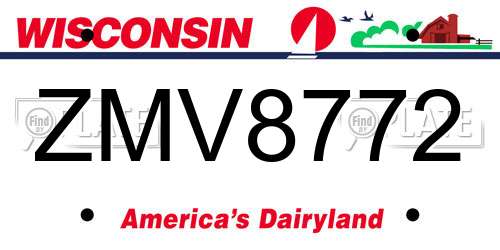 ZMV8772 Wisconsin License Plate