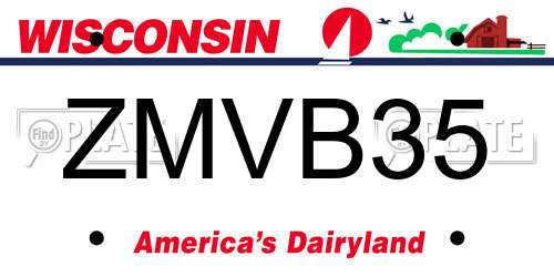ZMVB35 Wisconsin License Plate