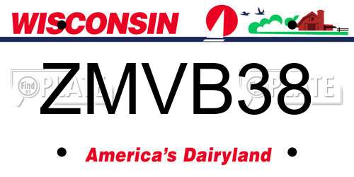 ZMVB38 Wisconsin License Plate