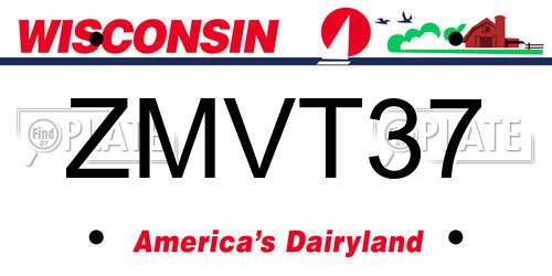 ZMVT37 Wisconsin License Plate