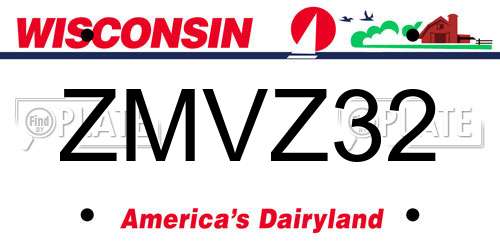 ZMVZ32 Wisconsin License Plate