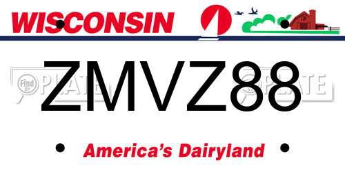ZMVZ88 Wisconsin License Plate