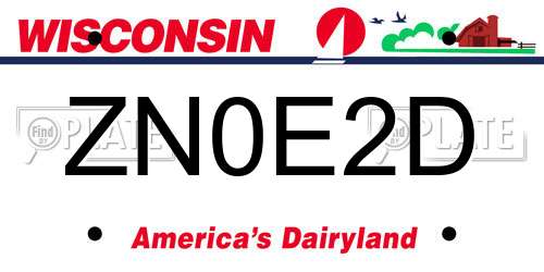 ZN0E2D Wisconsin License Plate