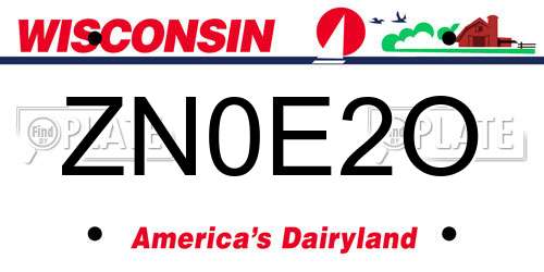 ZN0E2O Wisconsin License Plate