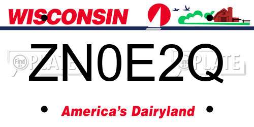 ZN0E2Q Wisconsin License Plate