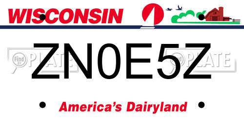ZN0E5Z Wisconsin License Plate