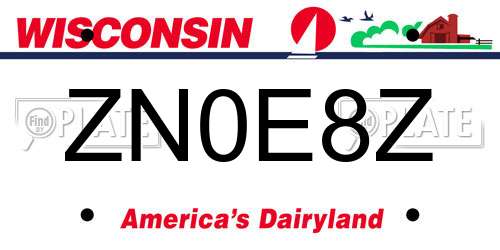 ZN0E8Z Wisconsin License Plate