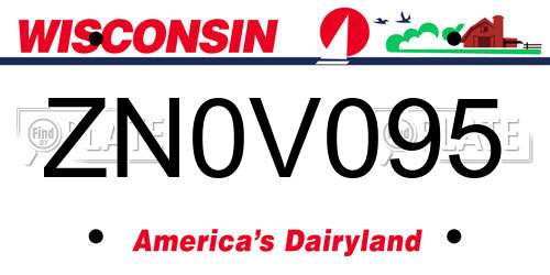 ZN0V095 Wisconsin License Plate