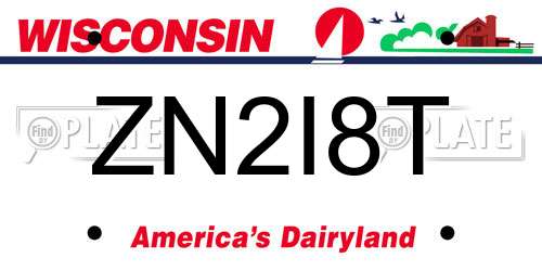 ZN2I8T Wisconsin License Plate