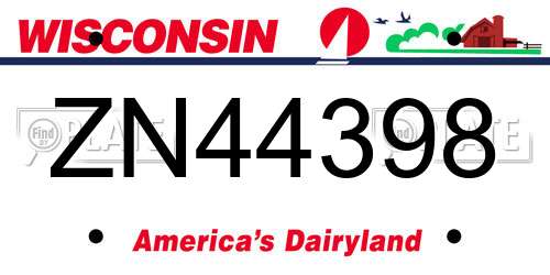 ZN44398 Wisconsin License Plate