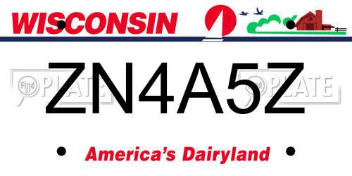 ZN4A5Z Wisconsin License Plate