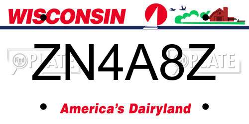 ZN4A8Z Wisconsin License Plate