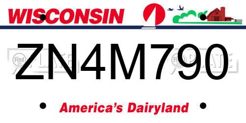 ZN4M790 Wisconsin License Plate