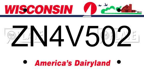 ZN4V502 Wisconsin License Plate