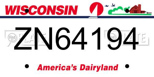 ZN64194 Wisconsin License Plate
